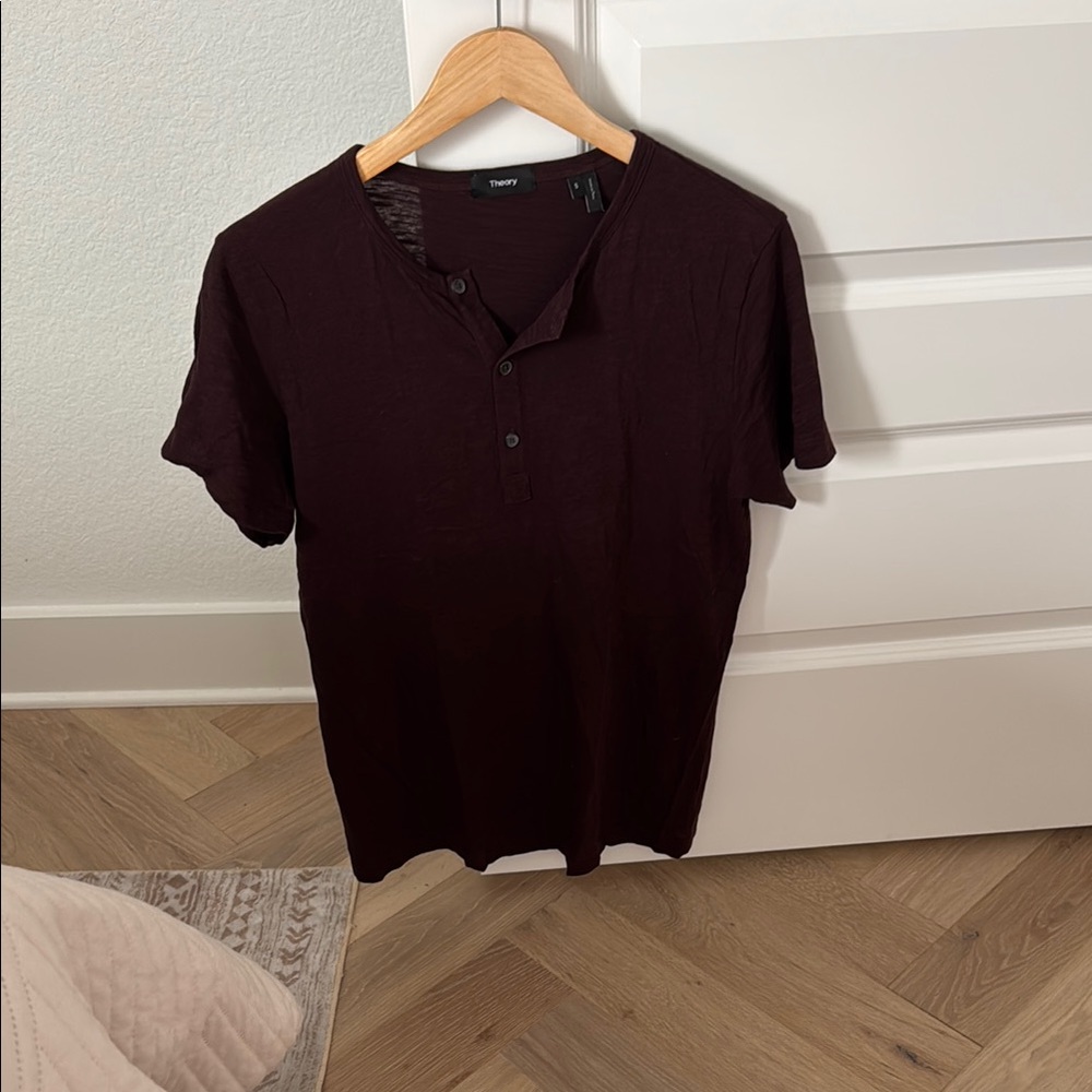 Theory Men's Burgandy Shirt